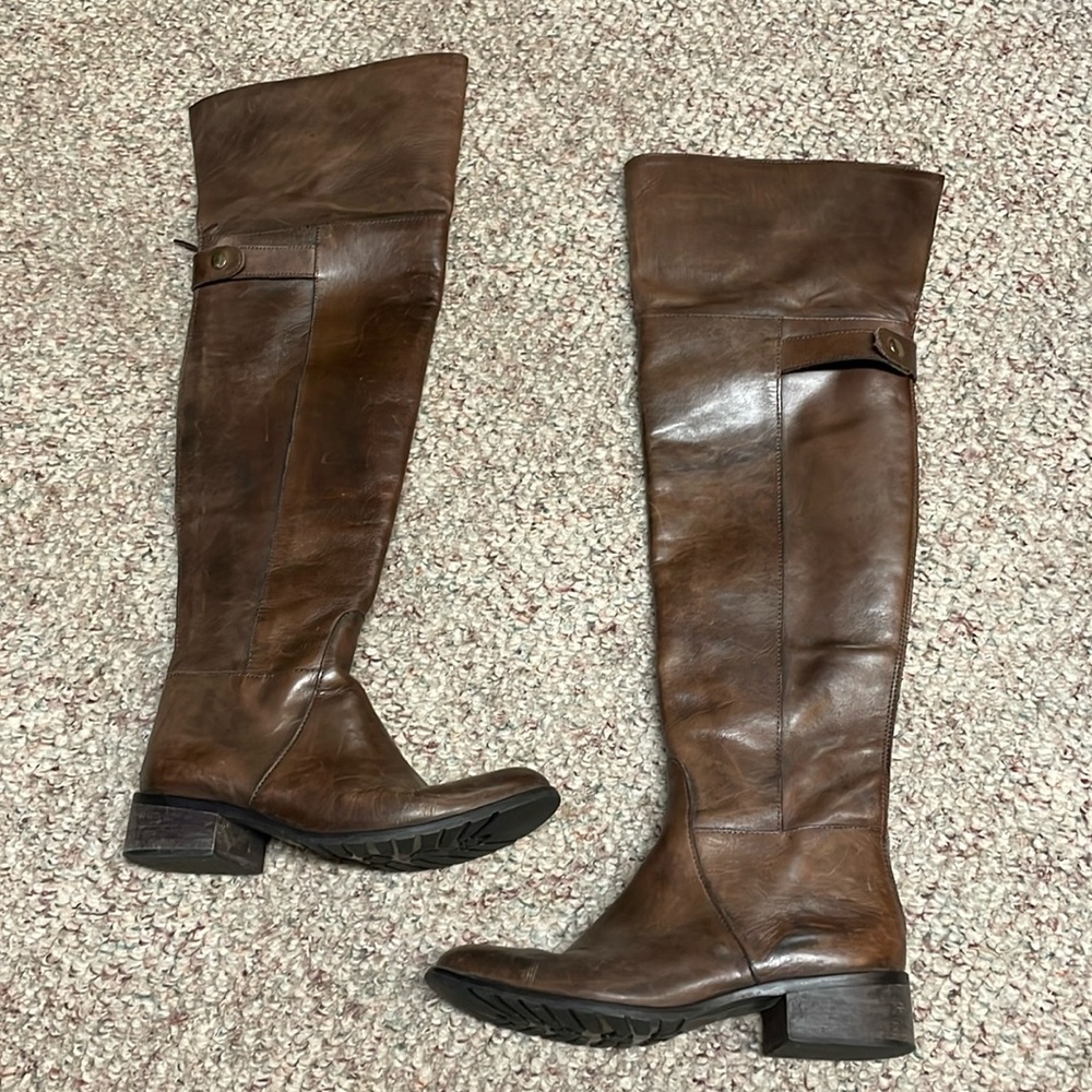 Women's Over-the-Knee Leather Riding Boots in Brown